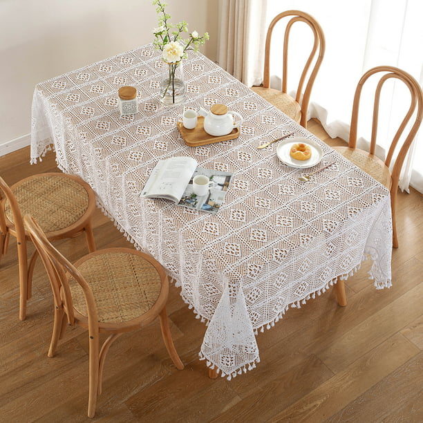 Christmas Tablecloth Vintage Embroidered Floral Lace Dining Table Cloth Runner 